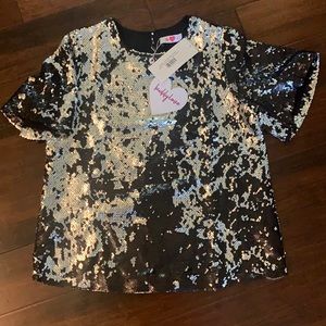 Buddy Love Black and Silver Sequin Top